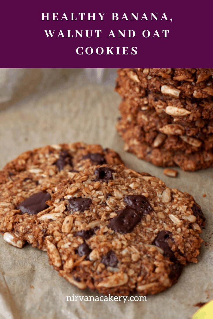 Healthy Banana, Walnut and Oat Cookies