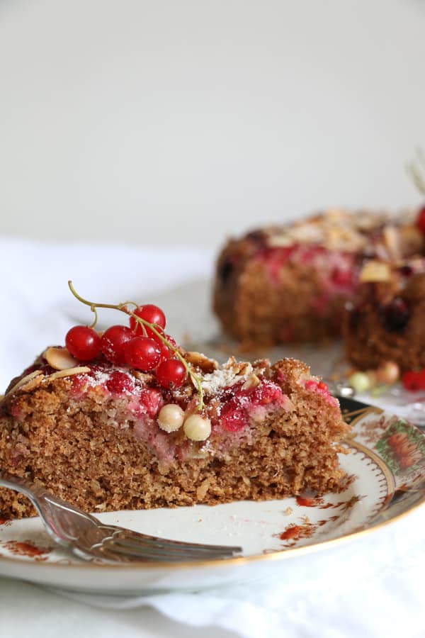 Redcurrant Almond and Buckwheat Cake