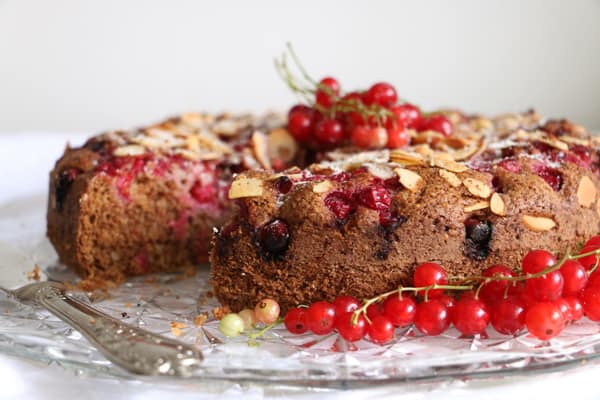 Redcurrant Almond and Buckwheat Cake