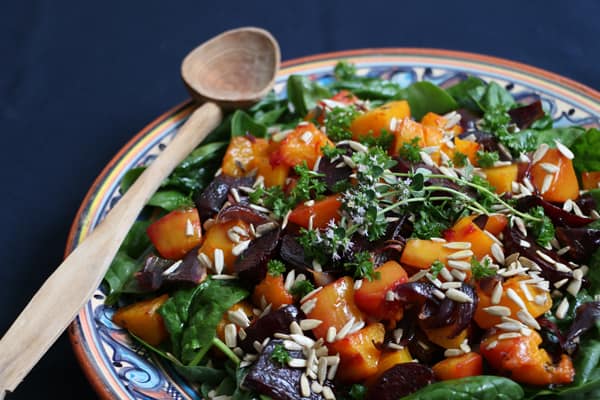 Roasted Squash Beetroot Spinach Salad