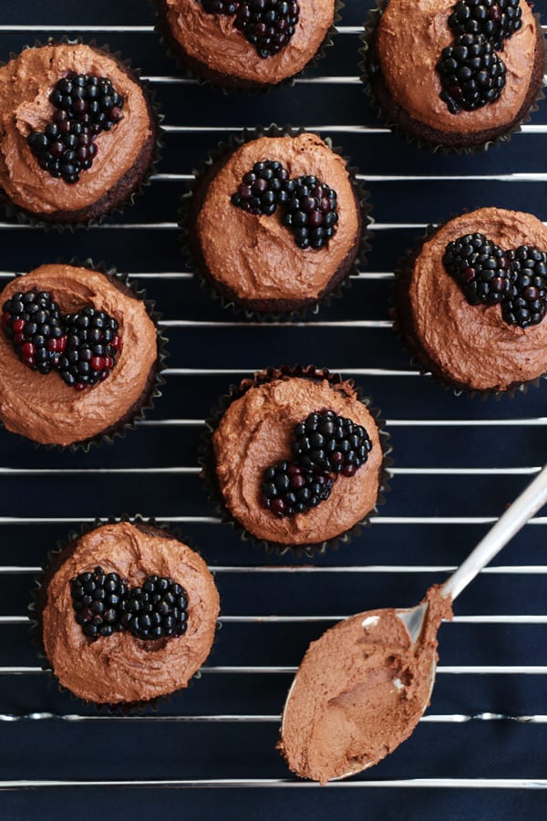 Chocolate and Blackberry Vegan Cupcakes