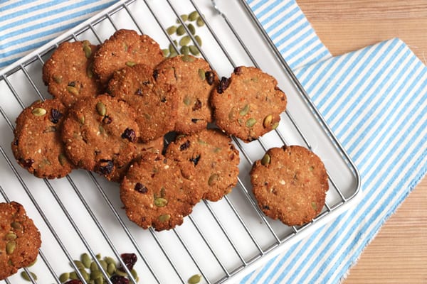 Cranberry, hazelnut and Buckwheat Cookies