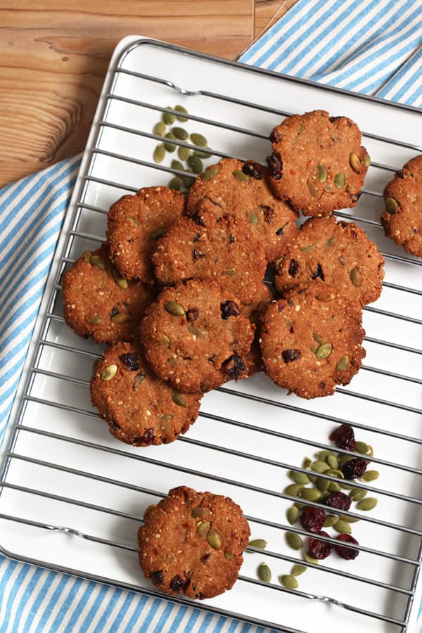 Cranberry, hazelnut and Buckwheat Cookies