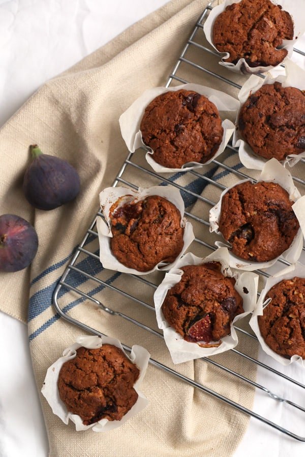 Fig, Walnut and Chocolate Muffins Vegan