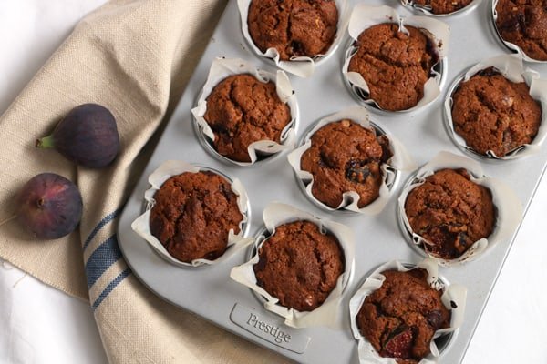 Fig, Walnut and Chocolate Muffins Vegan