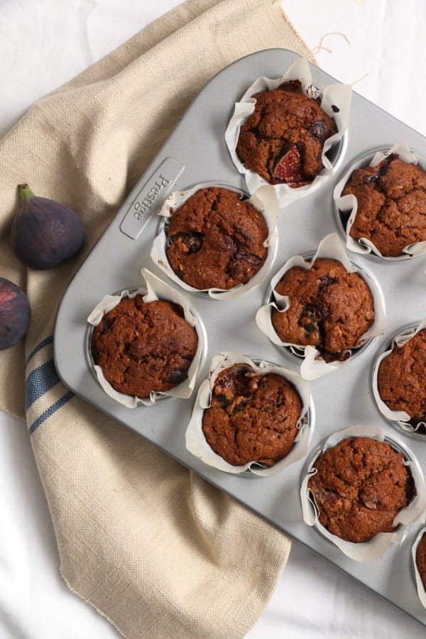 Fig, Walnut and Chocolate Muffins Vegan