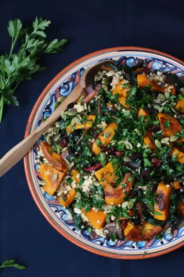 Pumpkin, Chard and Mushroom Millet Salad