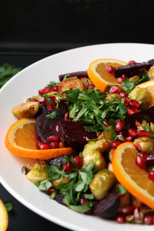 Roasted Beetroot, Brussels Sprouts and Pomegranate Salad