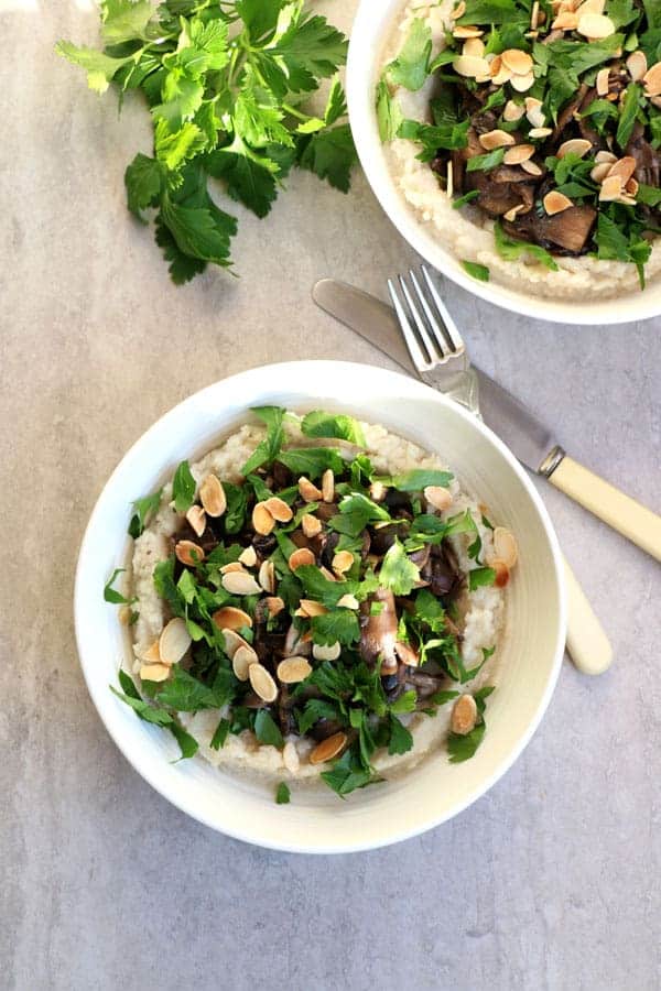 celeriac mash with sauteed mushrooms