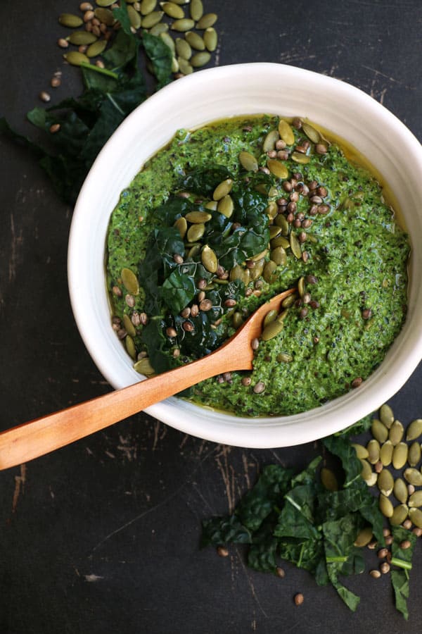 tuscan kale, hemp and pumpkin seed pesto