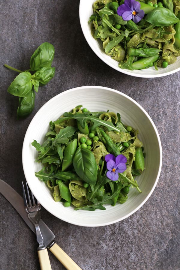 Asparagus Peas Pasta with Green Pea Pesto Nirvana Cakery