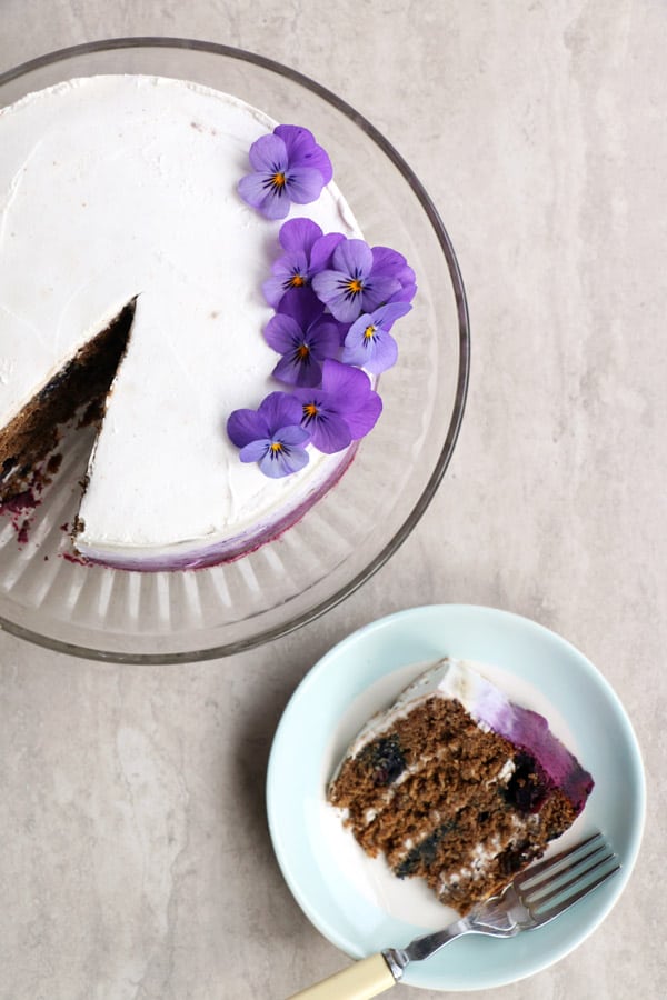 Blueberry Cake with Coconut Frosting (gluten-free & vegan)