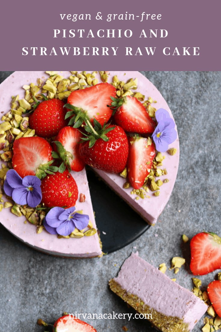 Pistachio and Strawberry Raw Cake (grain-free & vegan)