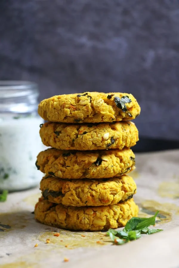 Red Lentil Burgers with Cucumber Raita (gluten-free & vegan)