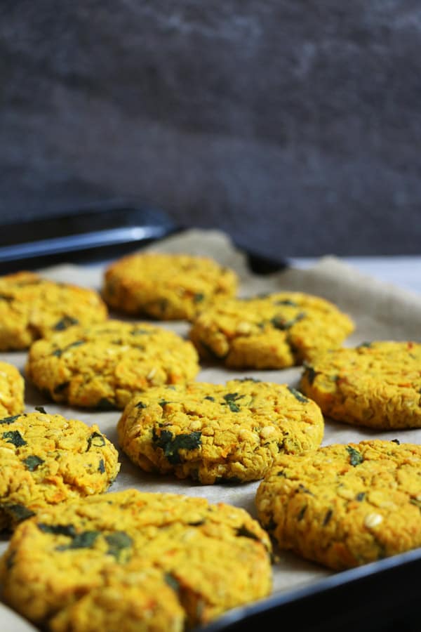 Red Lentil Burgers with Cucumber Raita (gluten-free & vegan)