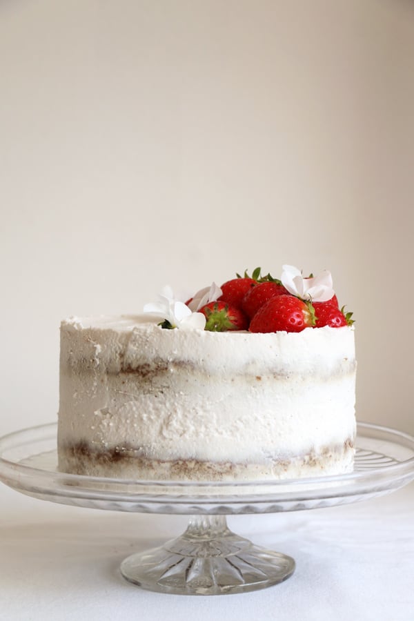 Strawberry Coconut Sponge Cake (gluten-free & vegan)