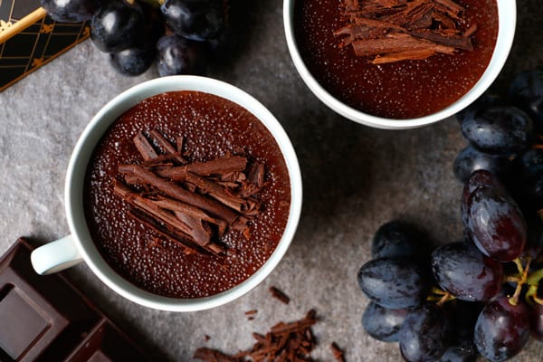 Chocolate Amaranth Pudding with Cardamom Poached Pears (gluten-free & vegan)