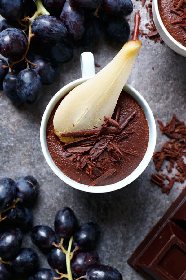 Chocolate Amaranth Pudding with Cardamom Poached Pears (gluten-free & vegan)