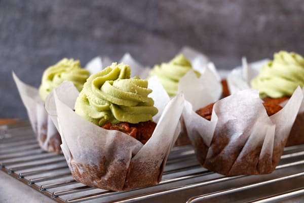Pear Muffins with Avocado Frosting (gluten-free & vegan)