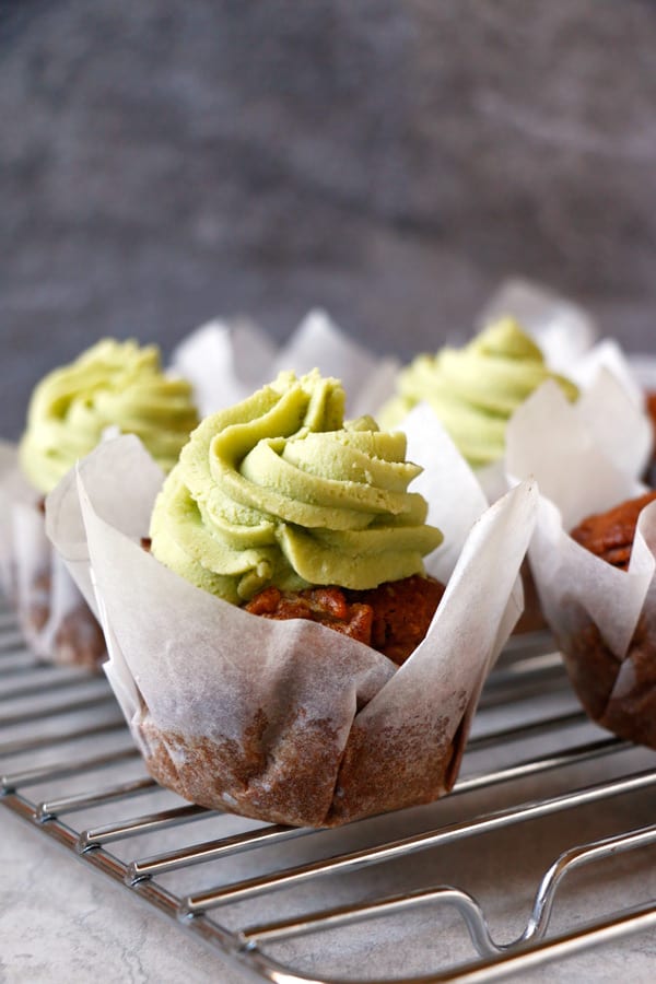 Pear Muffins with Avocado Frosting (gluten-free & vegan)