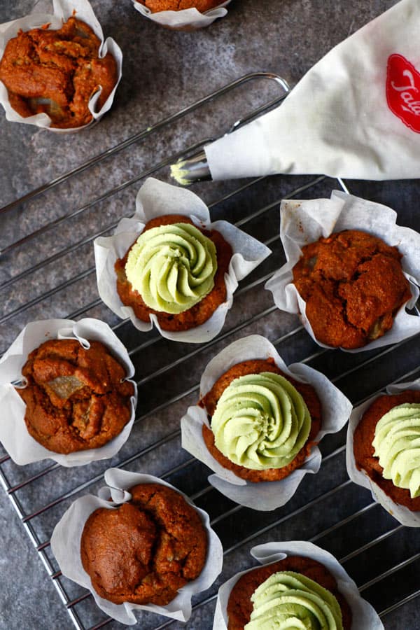 Pear Muffins with Avocado Frosting (gluten-free & vegan)