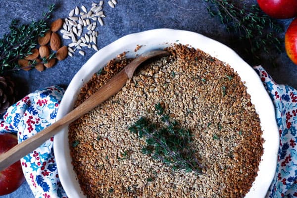 Savoury Celeriac Apple Crumble (grain-free & vegan)