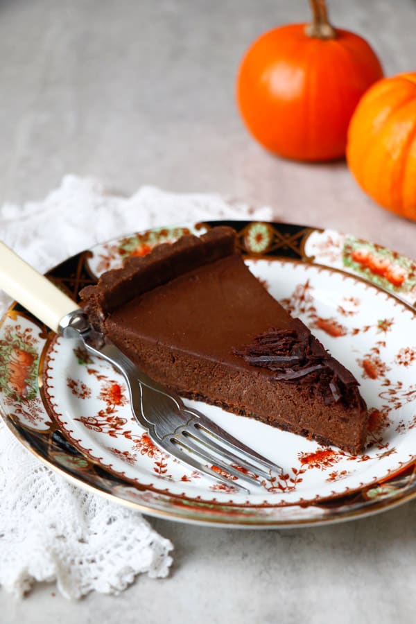 Chocolate Pumpkin Tart (vegan, gluten-free, nut-free)