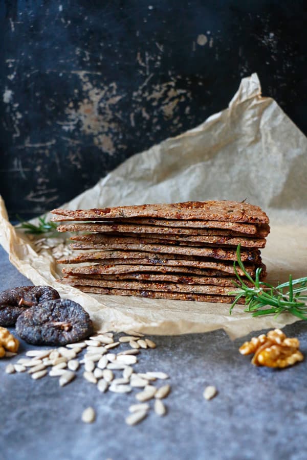 Fig Walnut Rosemary Crackers (gluten-free & vegan)