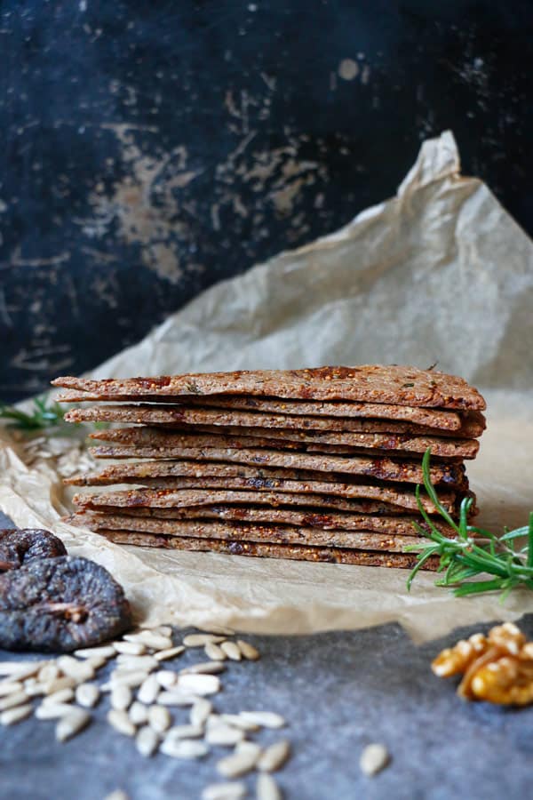 Fig Walnut Rosemary Crackers (gluten-free & vegan)