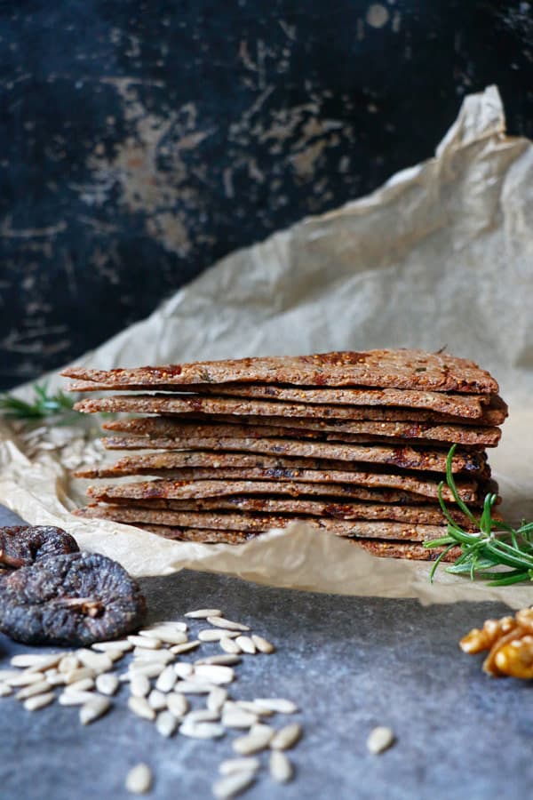 Fig Walnut Rosemary Crackers (gluten-free & vegan)