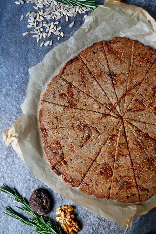 Fig Walnut Rosemary Crackers (gluten-free & vegan)