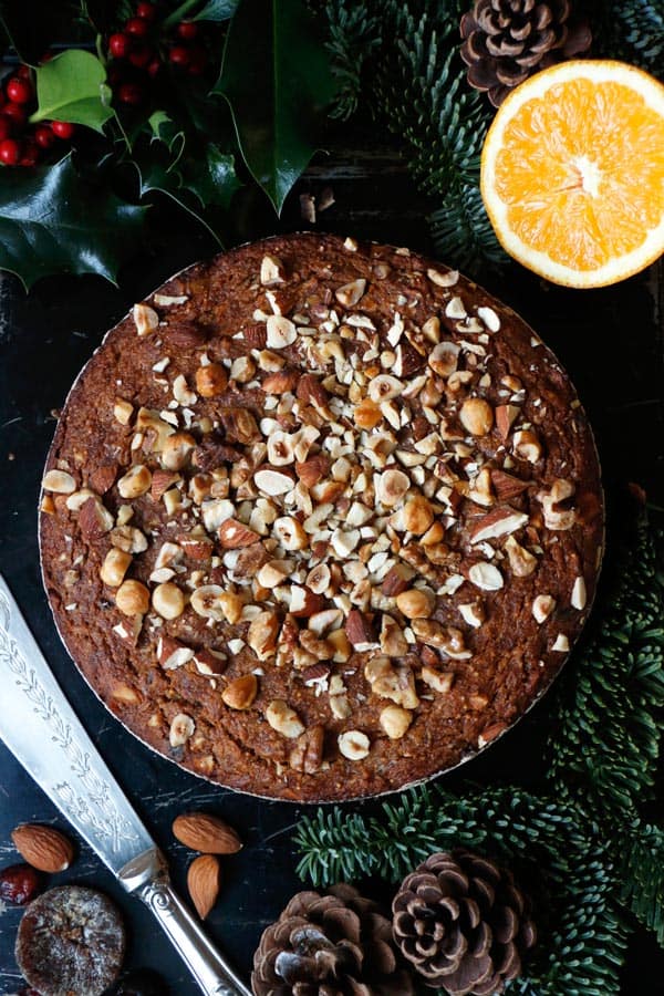 Fruit and Nut Cake with Orange Cardamom Cashew Cream (gluten-free & vegan)