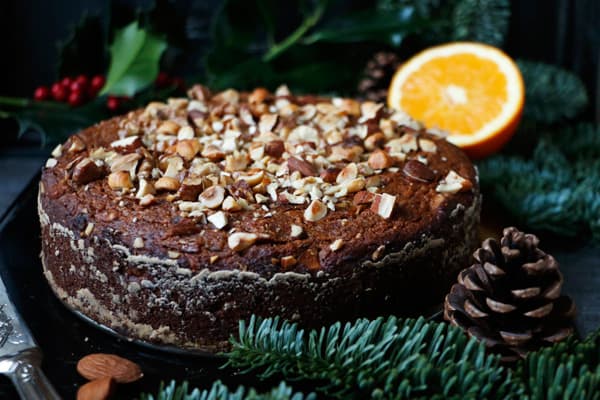 Fruit and Nut Cake with Orange Cardamom Cashew Cream (gluten-free & vegan)