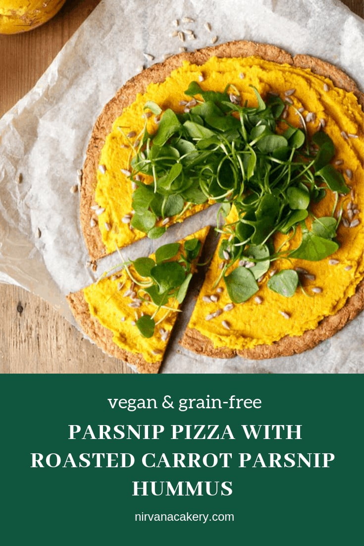 Parsnip Pizza with Roasted Carrot Parsnip Hummus