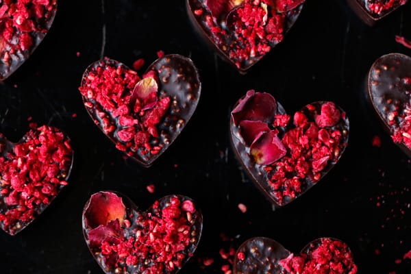Raspberry Amaranth Chocolate Hearts (vegan)