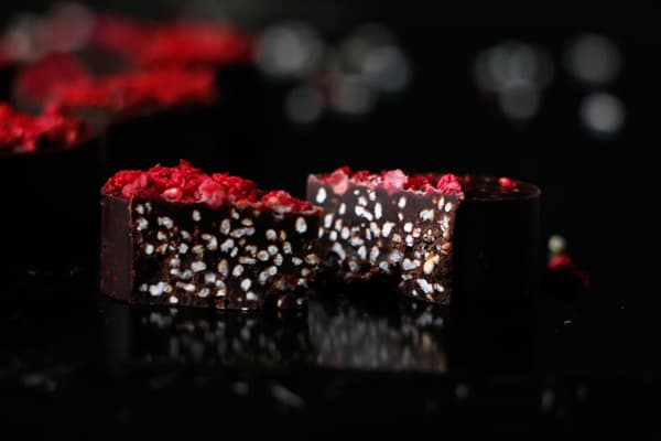 Raspberry Amaranth Chocolate Hearts (vegan)