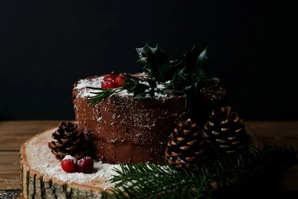 Vegan Chocolate Christmas Cake (gluten-free, nut-free)