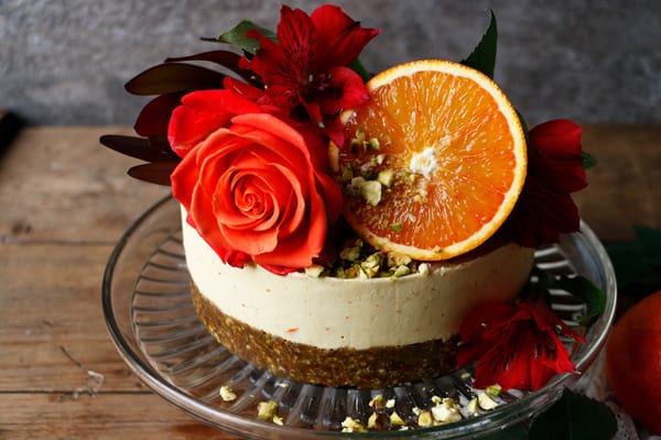 Pistachio Blood Orange Cheesecake (raw, vegan, grain-free)