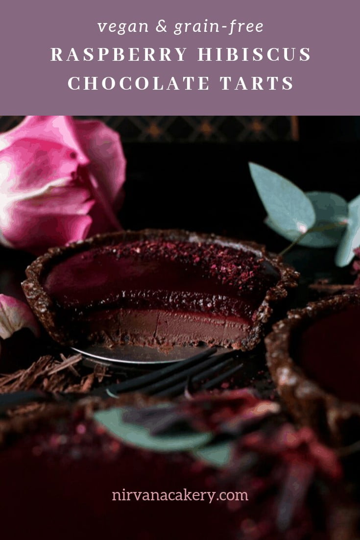 Raspberry Hibiscus Chocolate Tarts (grain-free & vegan)