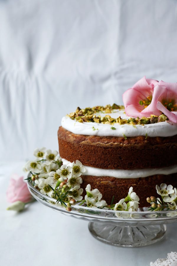 Cardamom Pistachio Carrot Cake (gluten-free & vegan)