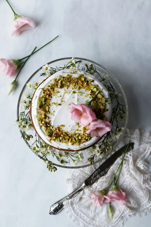 Cardamom Pistachio Carrot Cake (gluten-free & vegan)