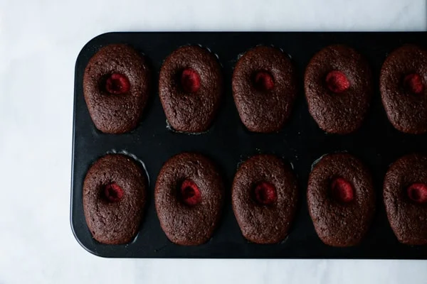 Raspberry Chocolate Madeleines (gluten-free & vegan)