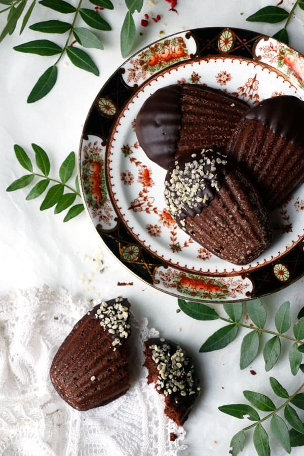 Raspberry Chocolate Madeleines (gluten-free & vegan)