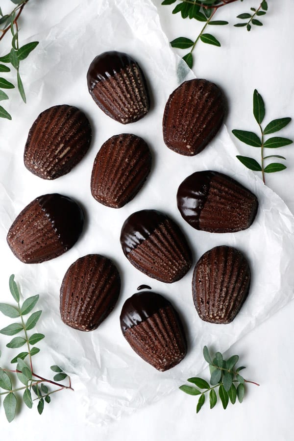 Raspberry Chocolate Madeleines (gluten-free & vegan)