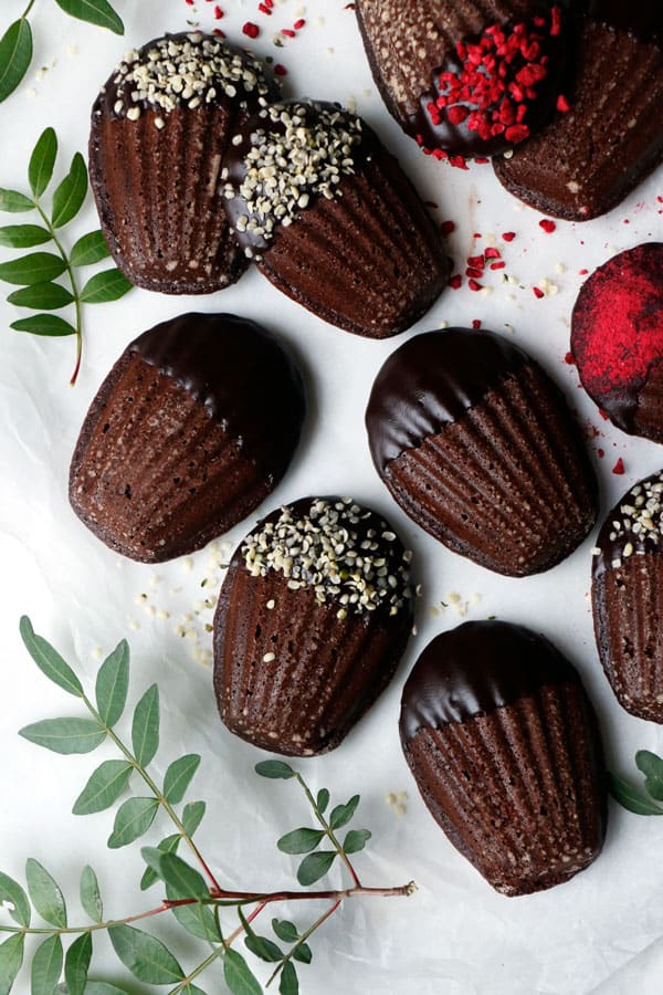 Raspberry Chocolate Madeleines (gluten-free & vegan)