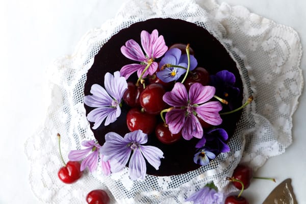 Vegan Cherry Chocolate Mousse Cake (gluten-free, nut-free)