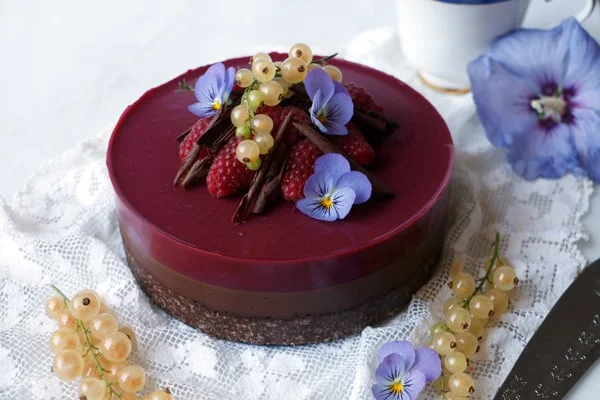 Chocolate Raspberry Bavarois (vegan & grain-free)