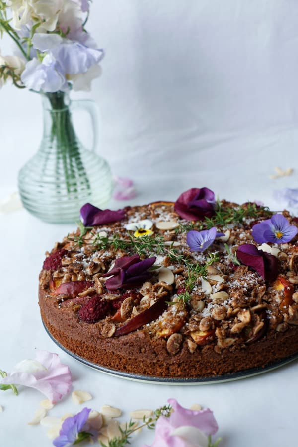 Raspberry Peach Crumb Cake (vegan & glutenfree) Nirvana Cakery