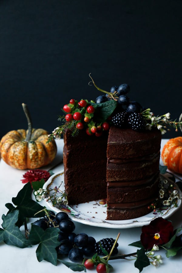 Pumpkin Chocolate Layer Cake (vegan & gluten-free)