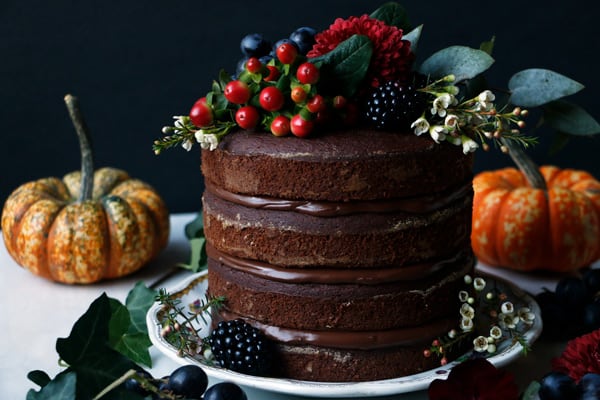 Pumpkin Chocolate Layer Cake (vegan & gluten-free)